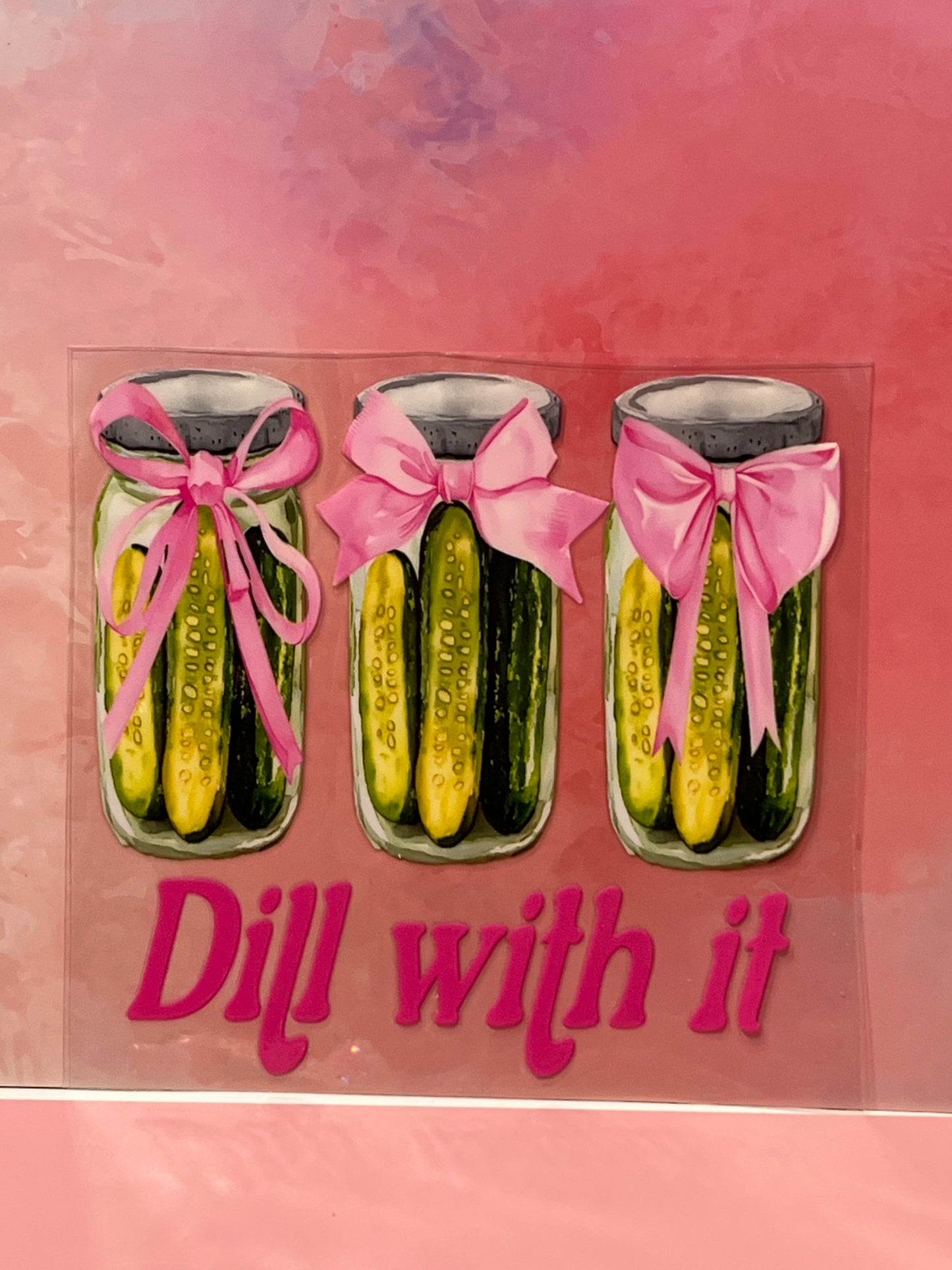 #716 Dill with it Pickle & pink bow