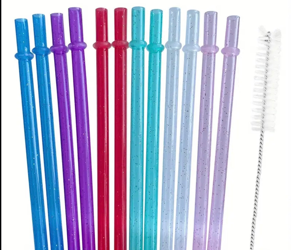 Glitter colored reusable straws