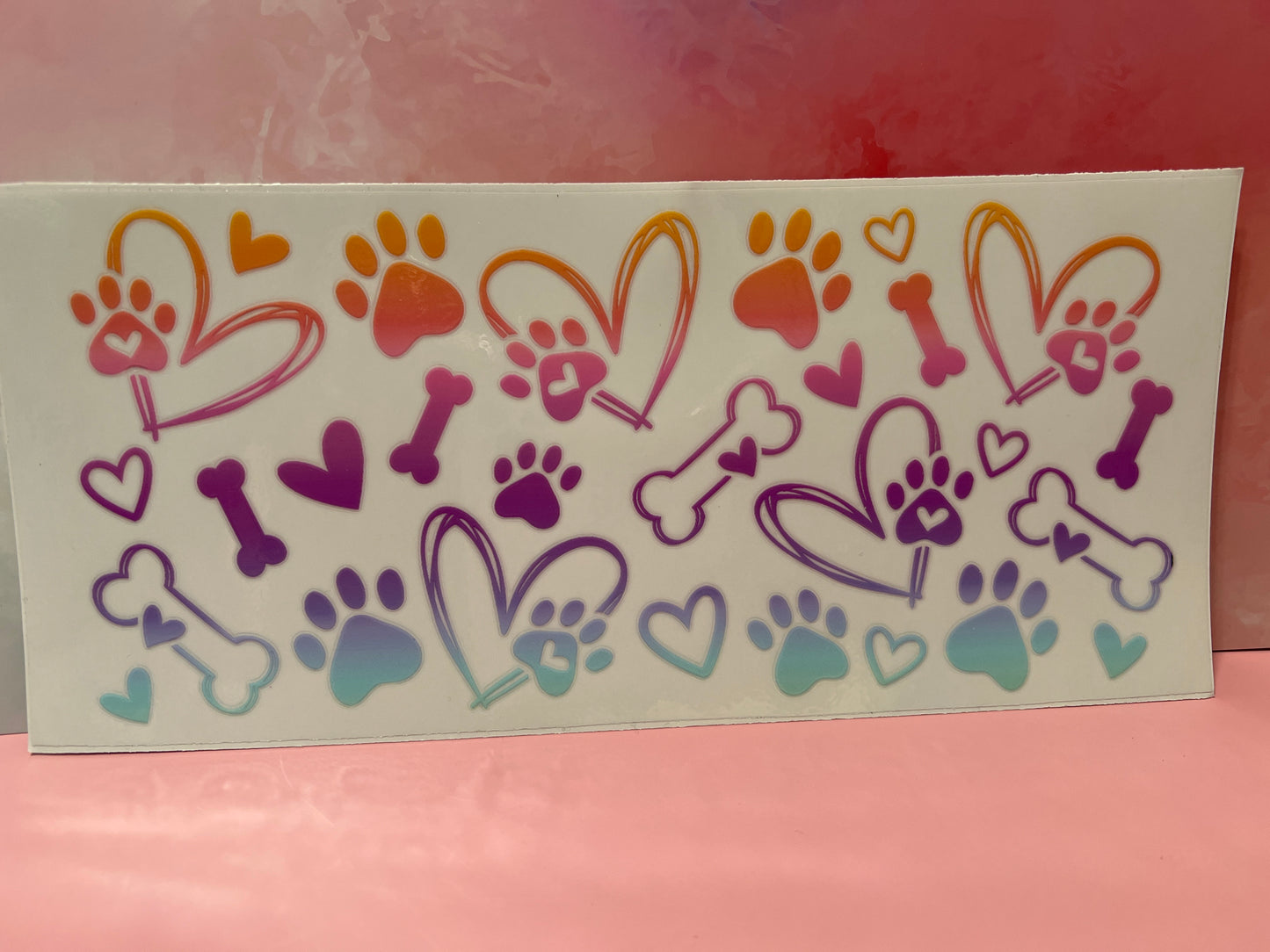 #371 dog bone heart paw print pastel