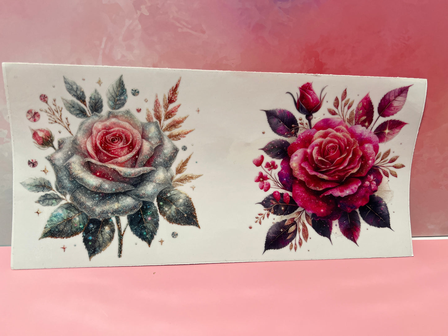 #071 white & pink sparkling flowers