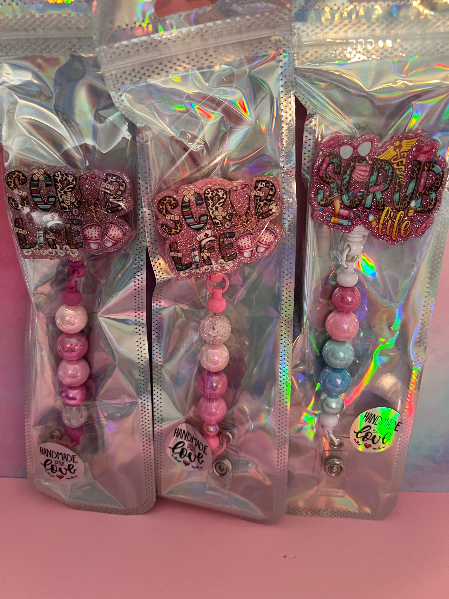 Handmade beaded Nurse badge reels