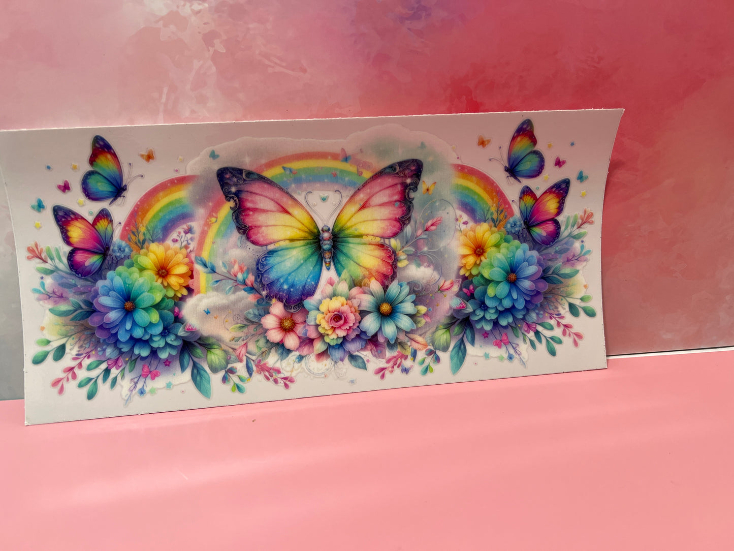 #093 pastel rainbow and butterflies