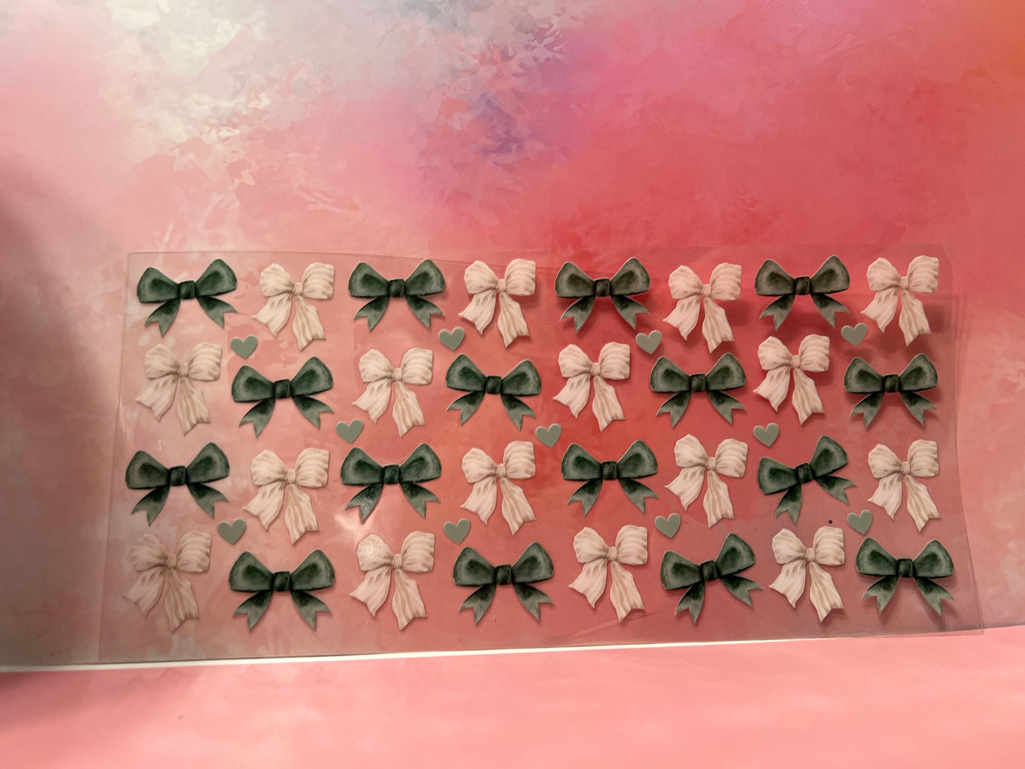 #734 Green & white bows