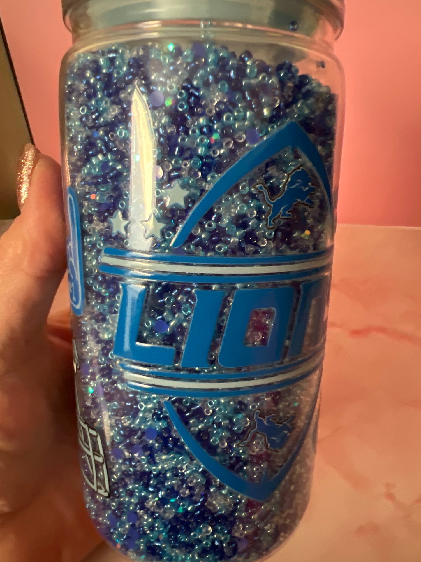 16 oz acrylic Detroit Lions theme tumbler
