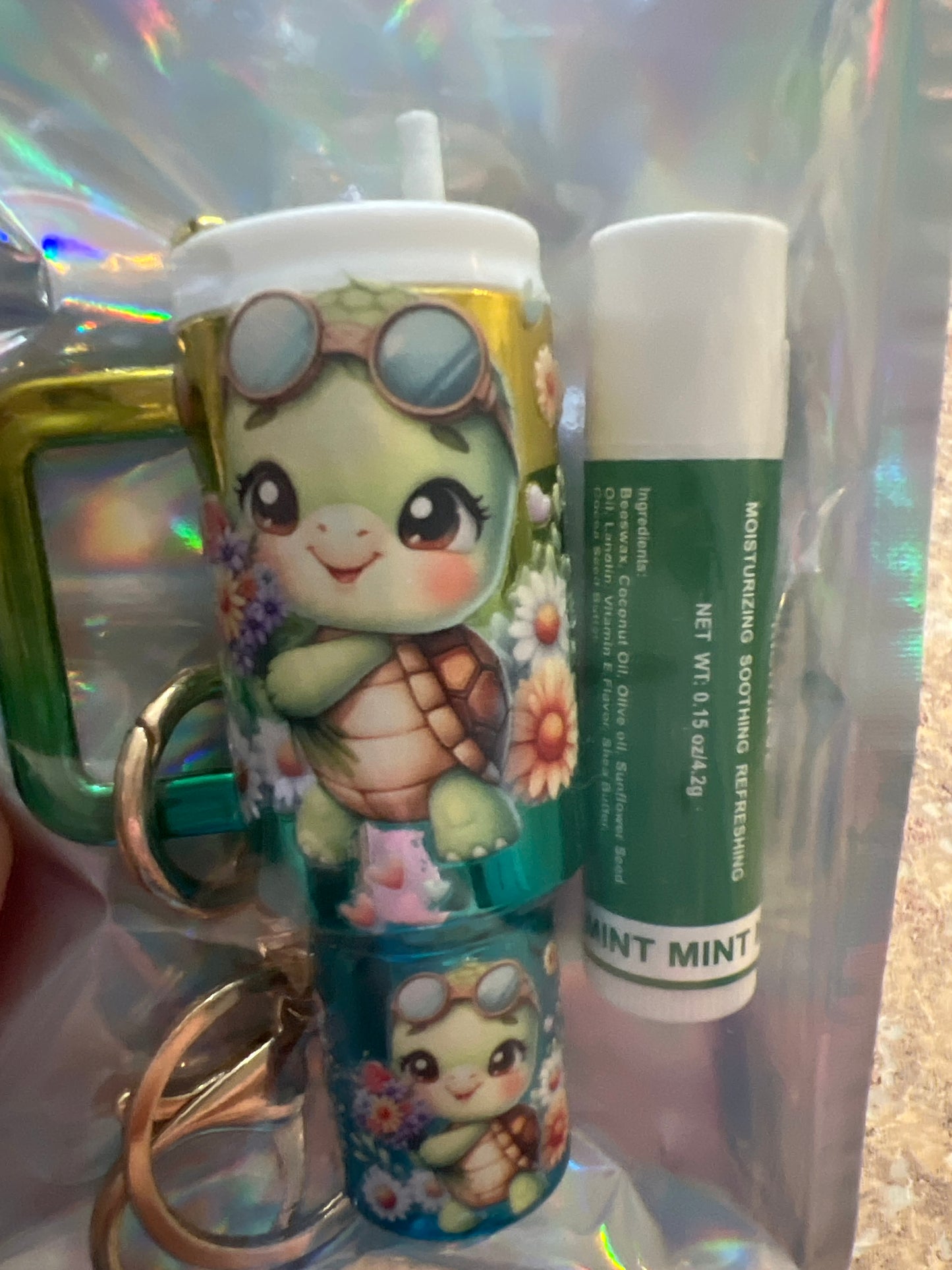 Turtle tumbler teal & yellow tumbler