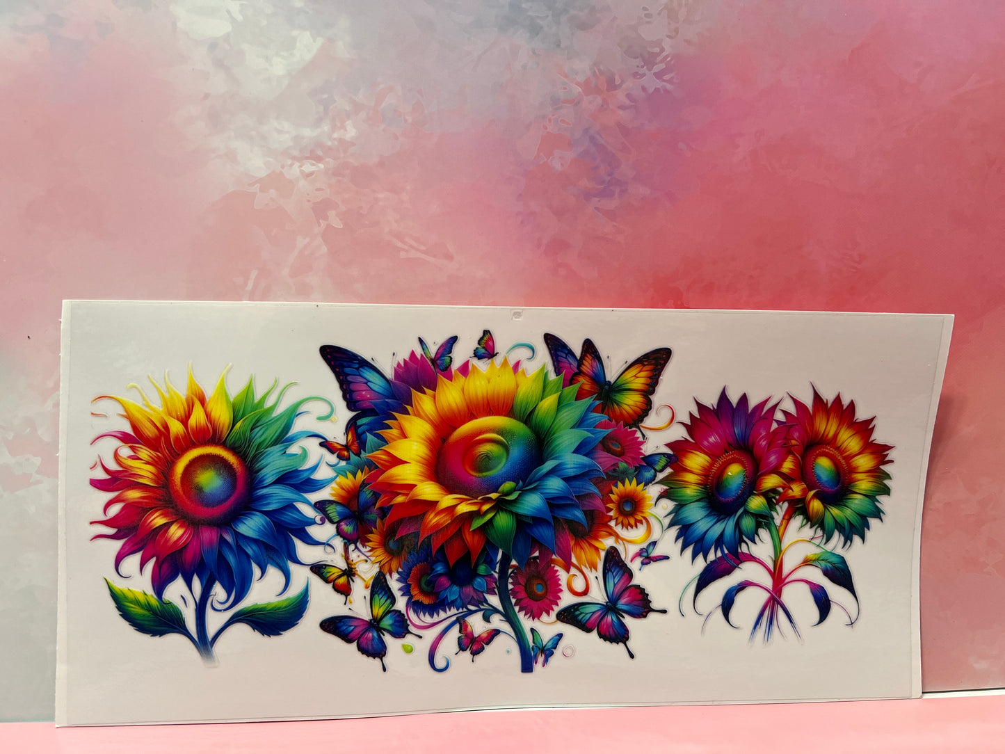 #078 rainbow flower & butterflies design