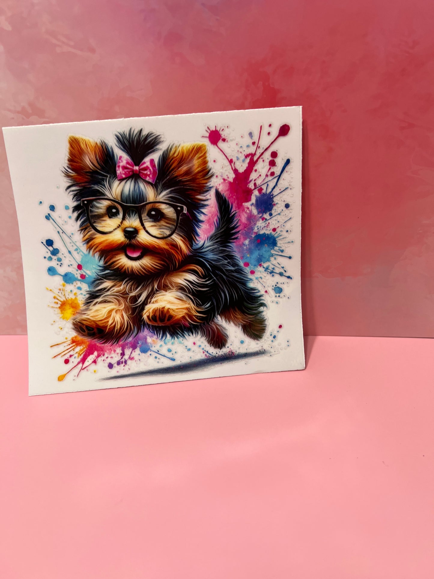 #376 yorkie dog paint splatter