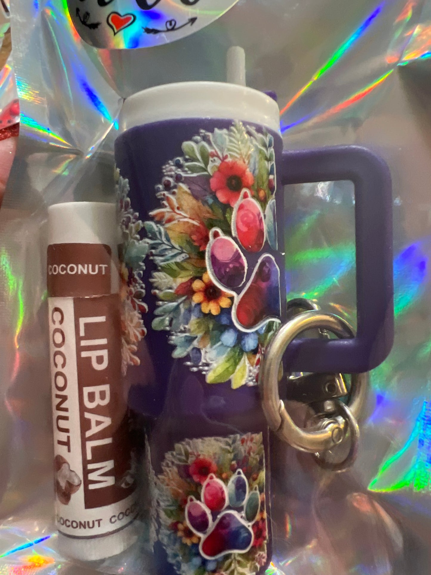 Cat print purple tumbler