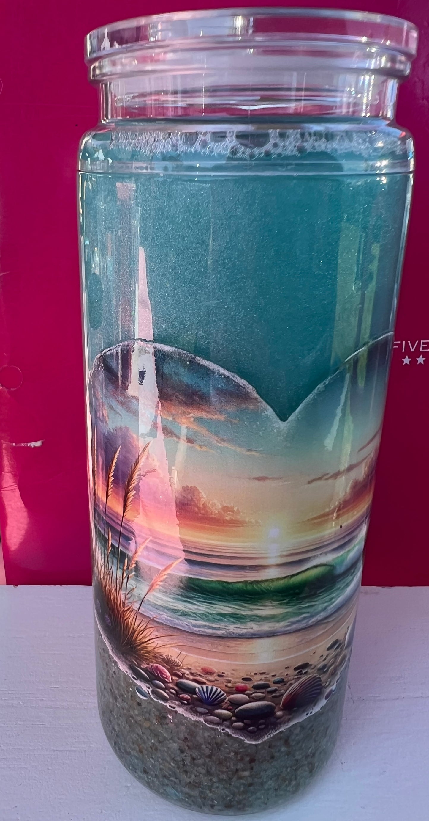 20oz beach themed acrylic tumbler with handle