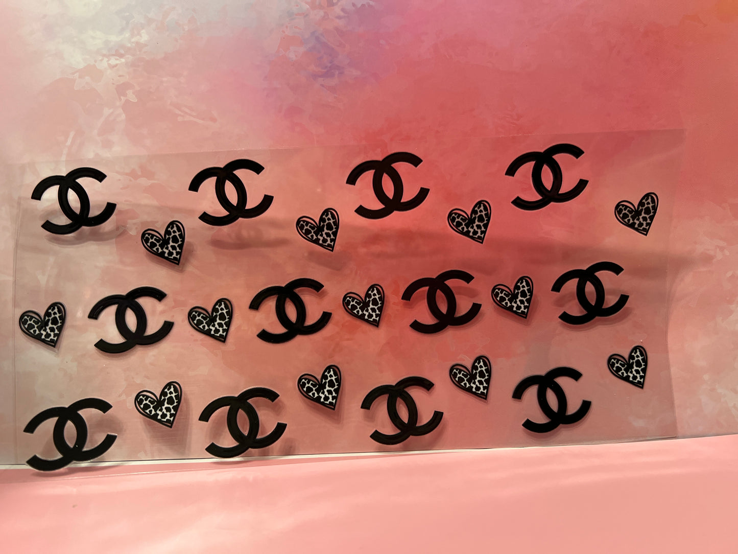 #671 CC Chanel black leopard hearts