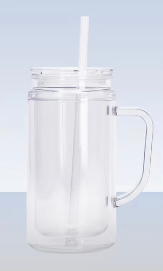 16 oz acrylic Snowglobe Tumbler with Handle.
