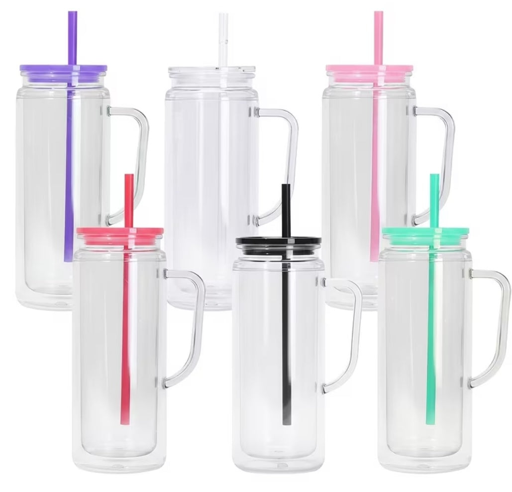 20 oz acrylic snow globe tumbler with handle