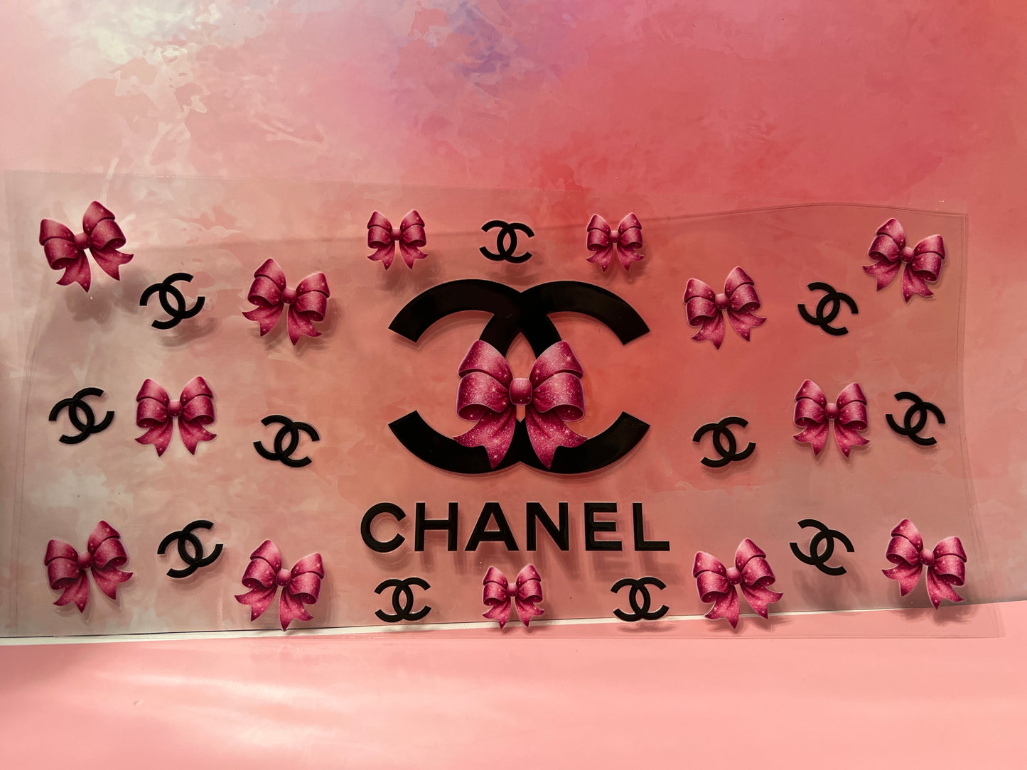 #670 CC Chanel pink bows with black CC