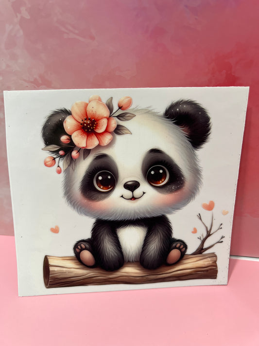 #164 panda with flower
