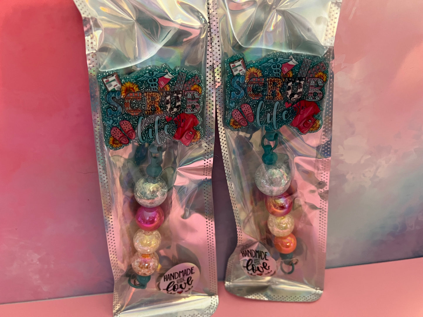 Handmade beaded Nurse badge reels