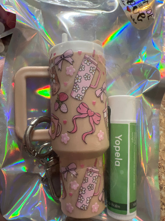 Bows & cups tan tumbler