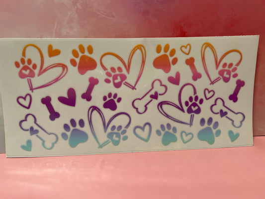 #371 dog bone heart paw print pastel
