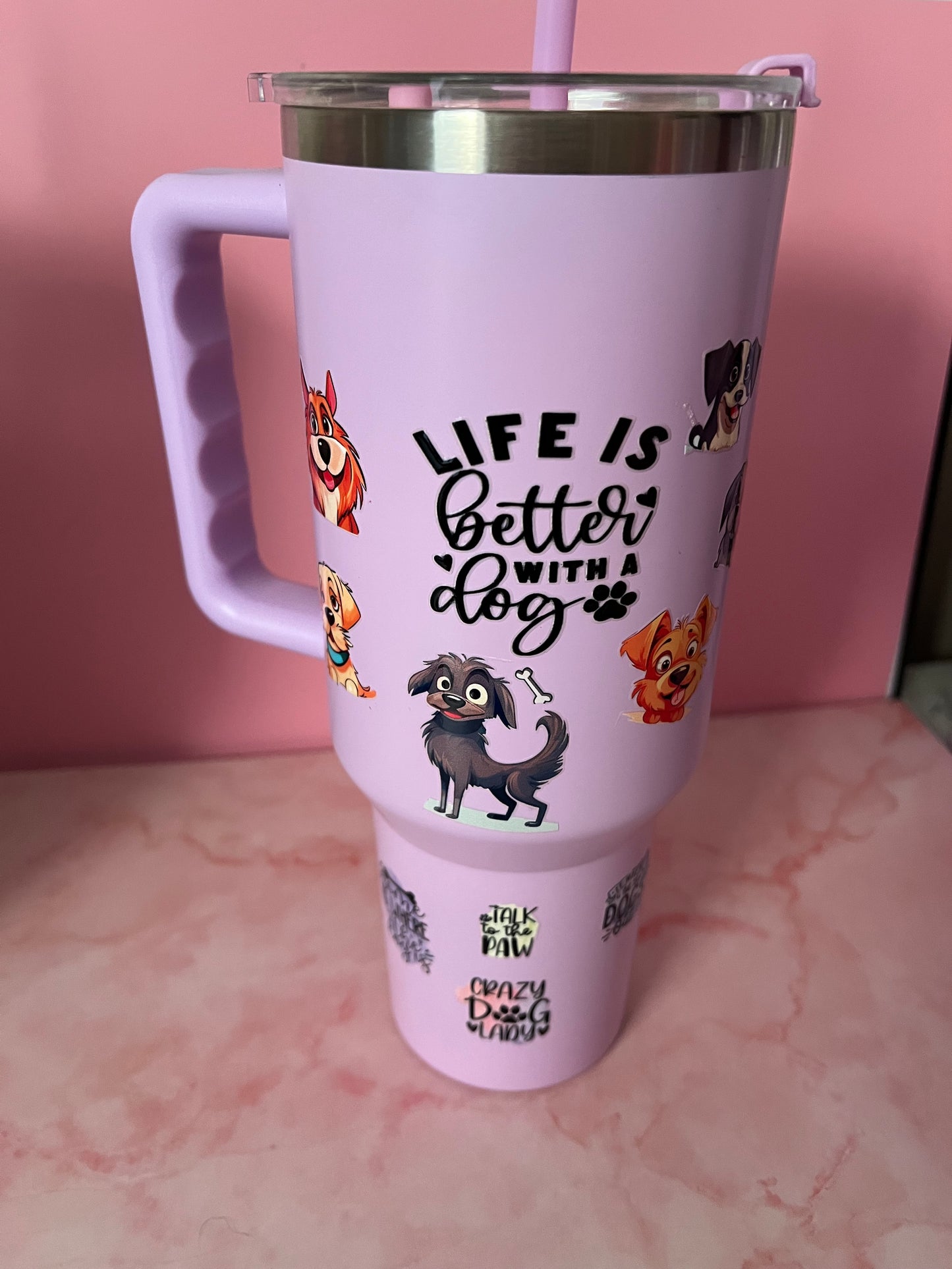 40 oz insulated Dog themed tumblers multiple designs/colors