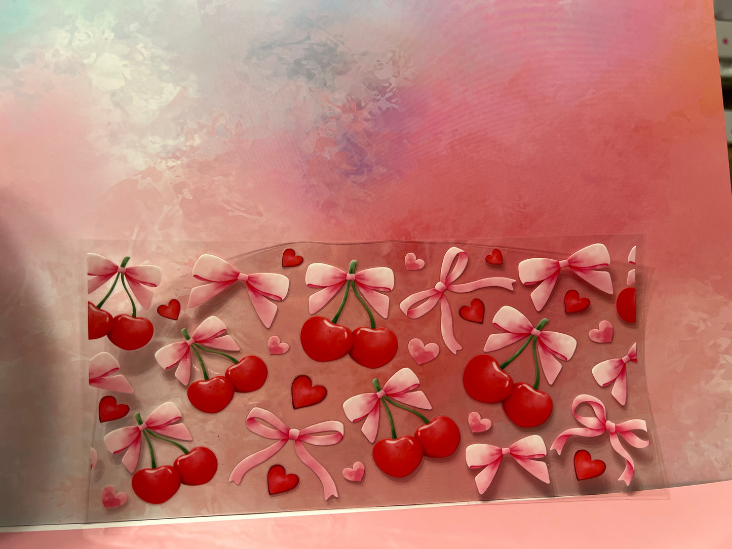 #701 pink bows cherries