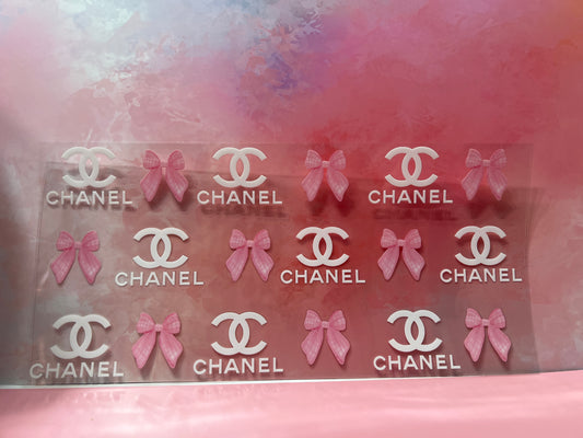 #672 CC Chanel white with pink bows