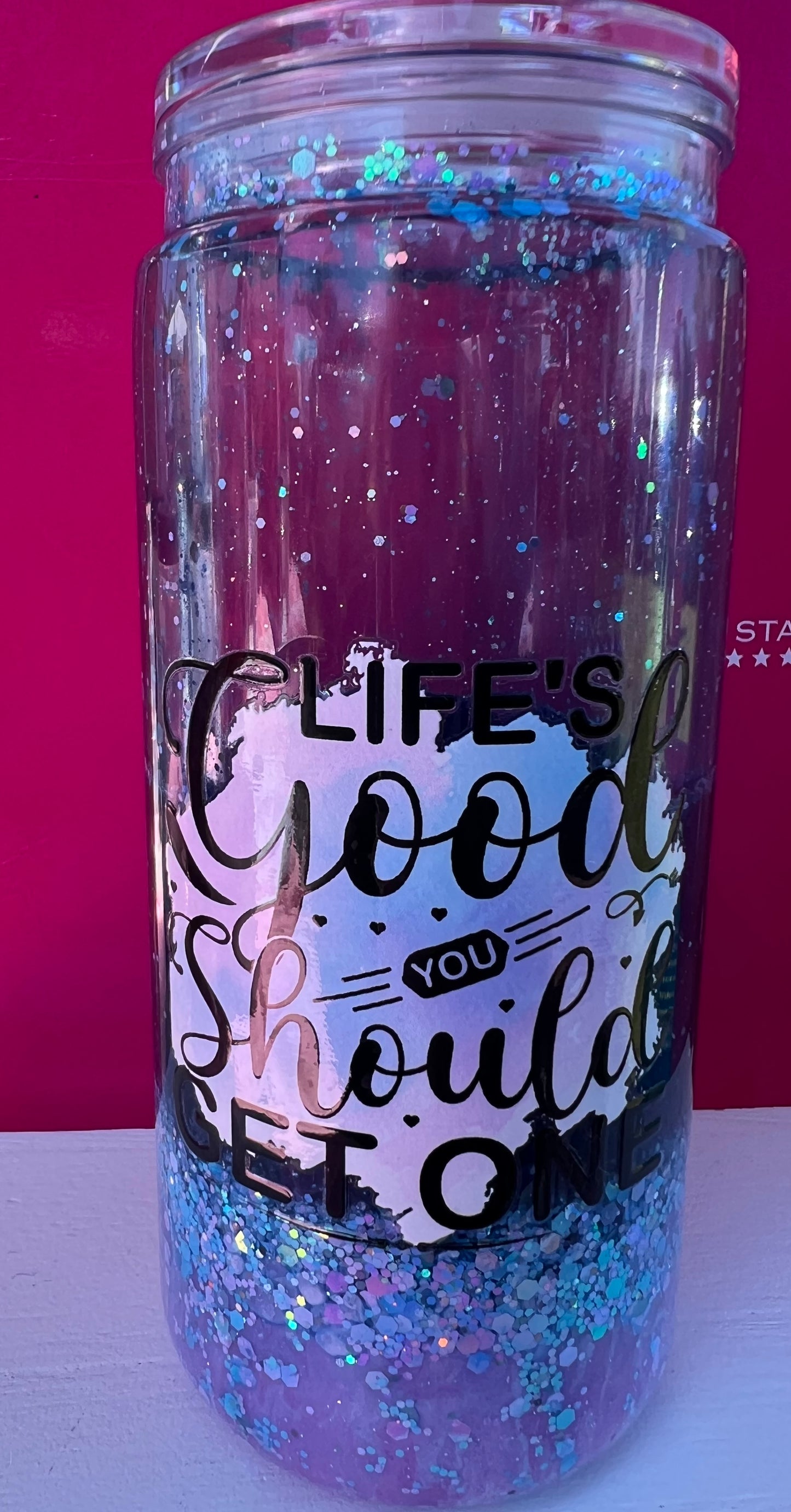 20 oz acrylic lava & glitter filled tumbler