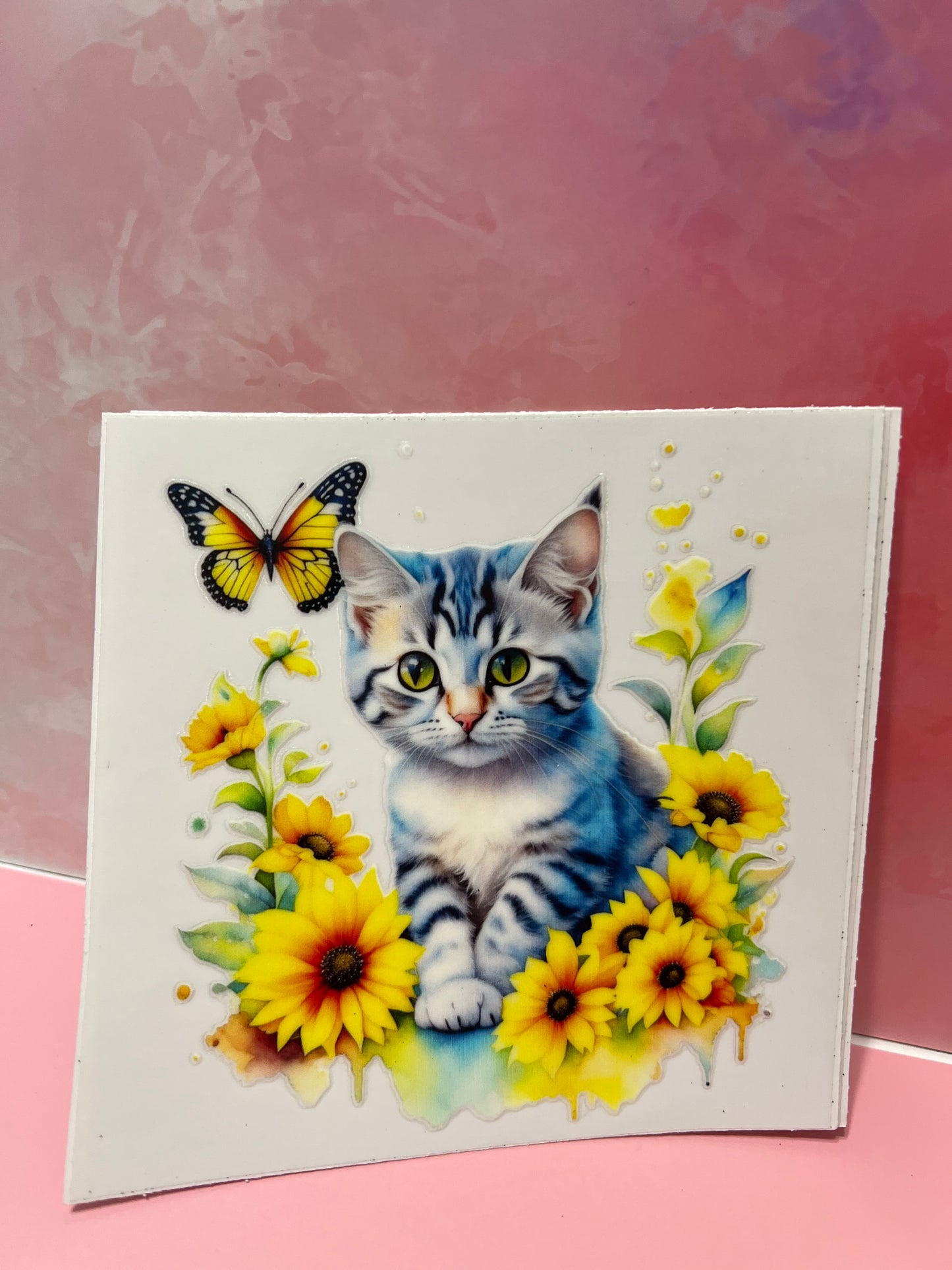 #351 cat with yellow flowers