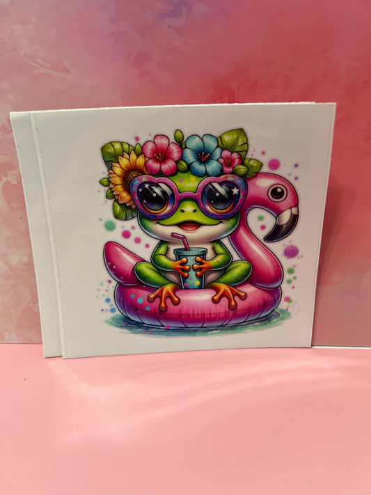 #139 Frog on flamingo