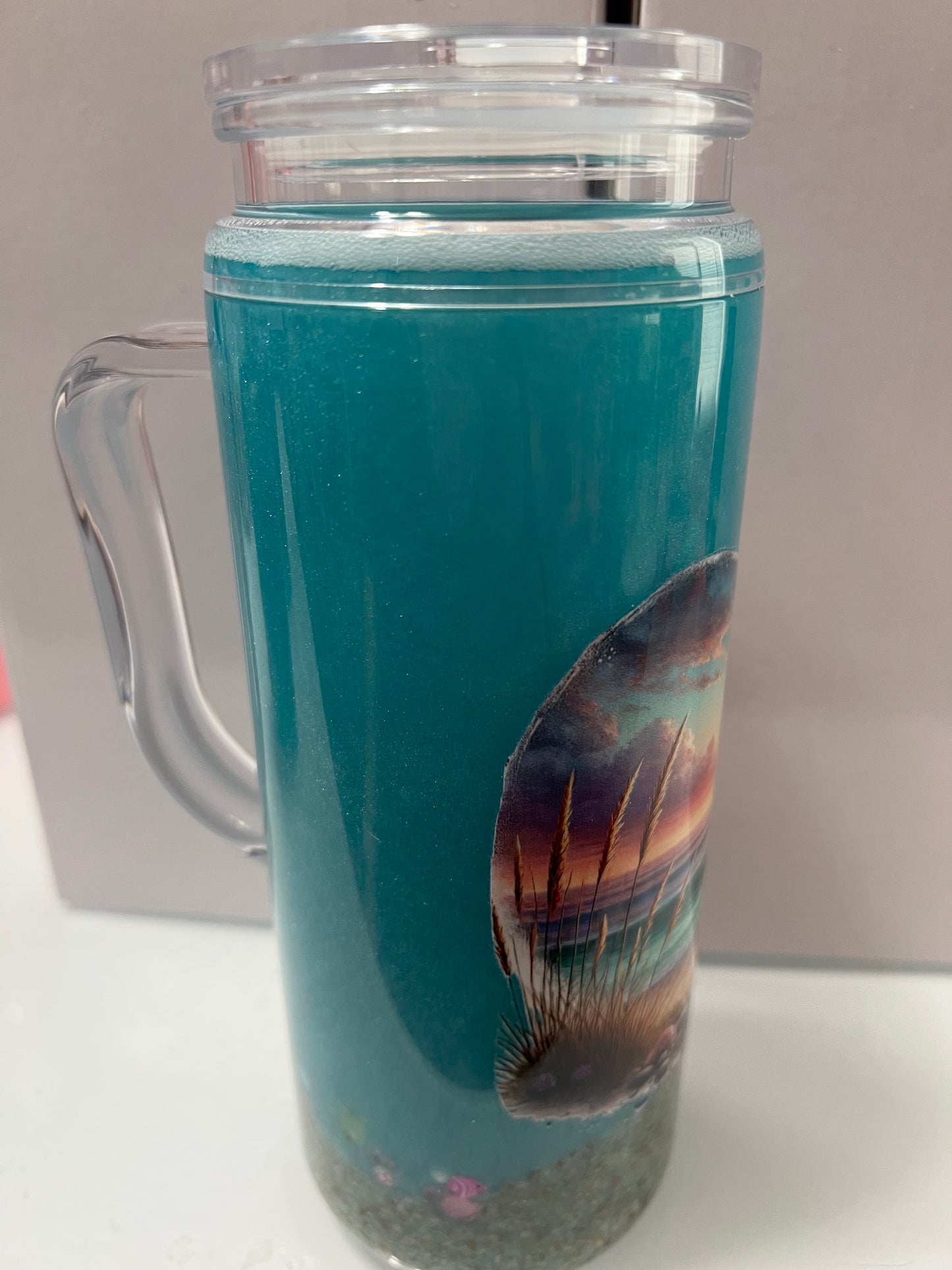 20oz beach theme acrylic snowglobe tumbler