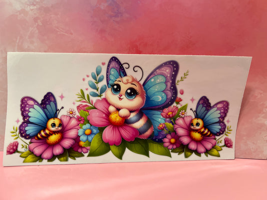 #124 Bee with purple & pink flowers