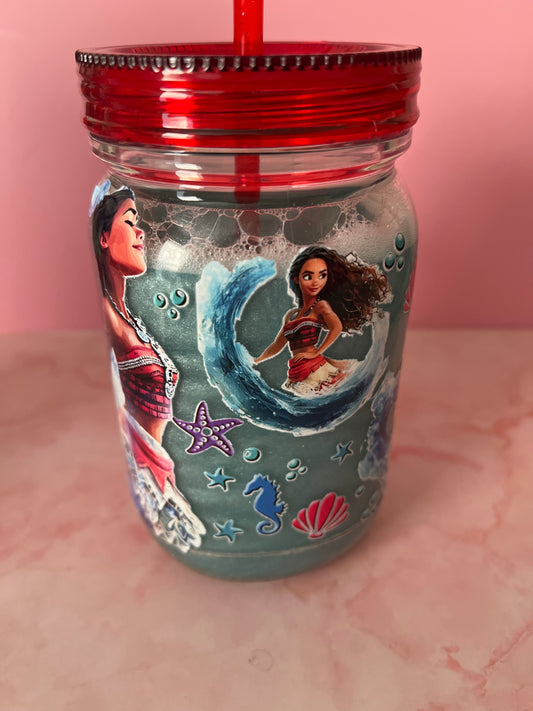 20 oz Moana beach theme tumbler