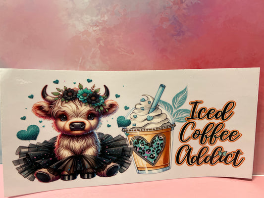 #327 cow iced coffee addict teal