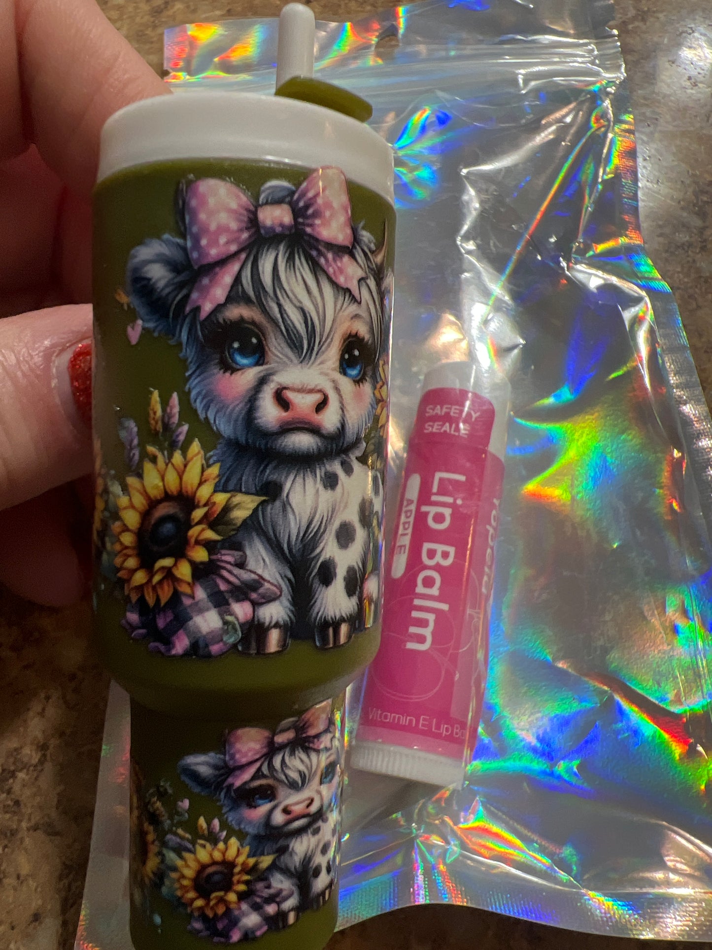 Cute cow with sunflowers green tumbler