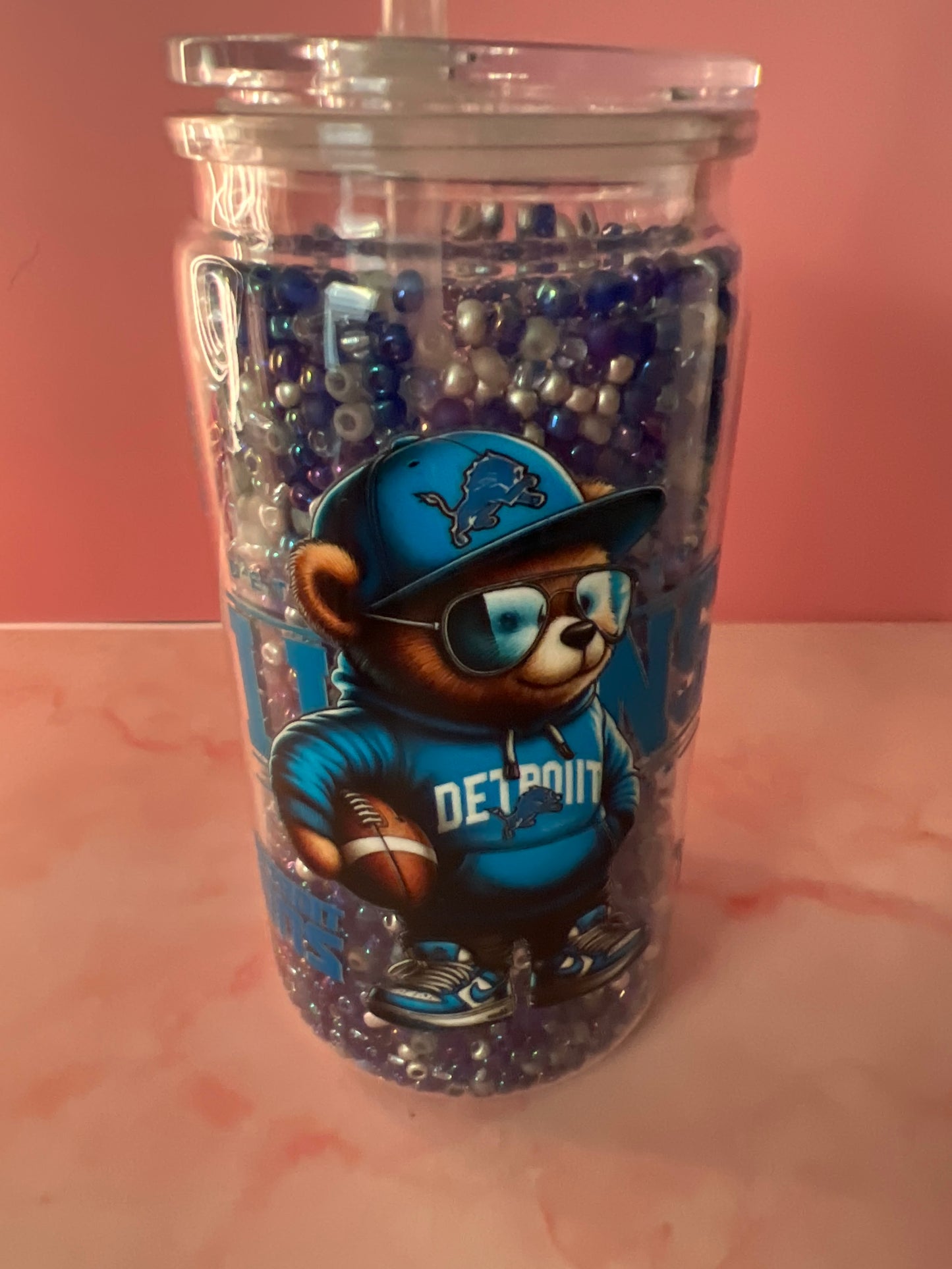 16 oz acrylic Detroit Lions Bear tumbler