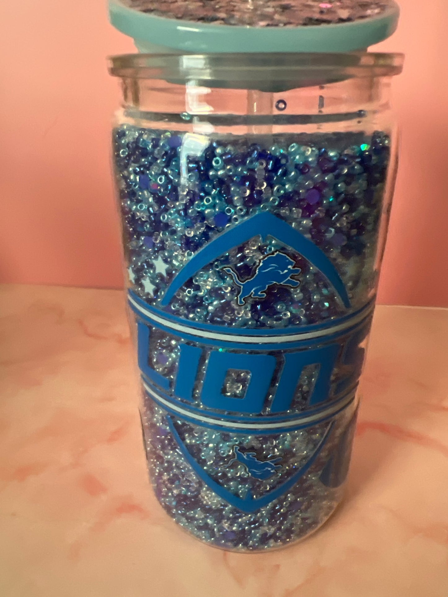 16 oz acrylic Detroit Lions theme tumbler