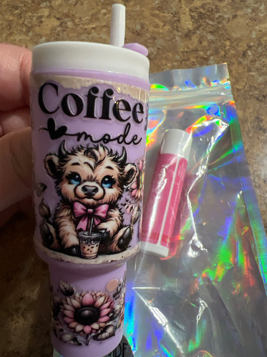 Cow coffee tumbler purple