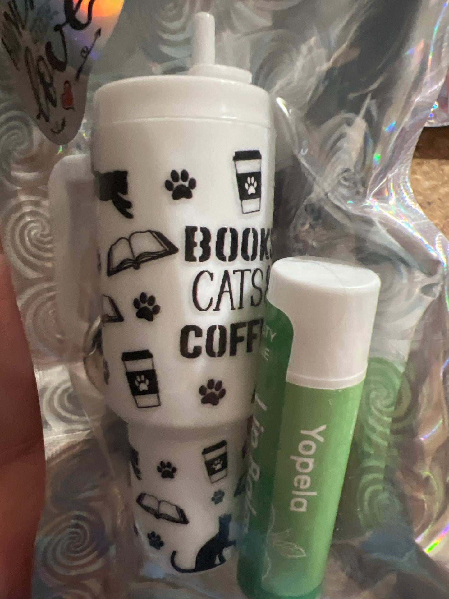 Books cats & coffee white tumbler