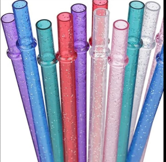 Glitter colored reusable straws
