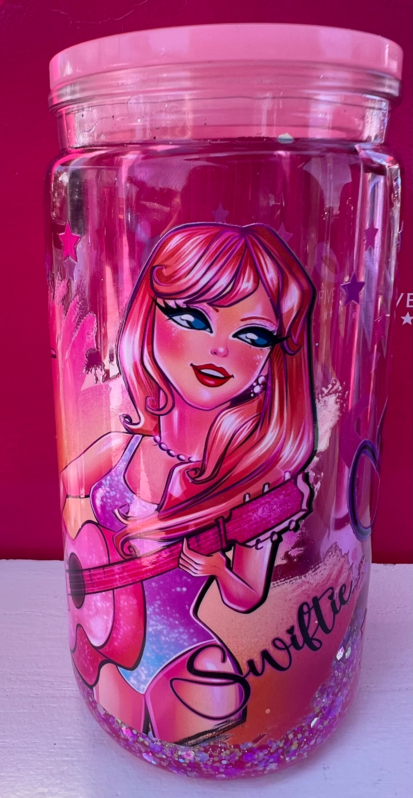 16 oz acrylic lava filled tumbler with Taylor Swift decal