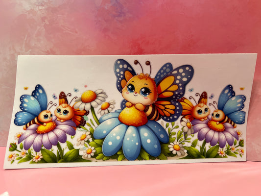 #123 Bee with blue flowers