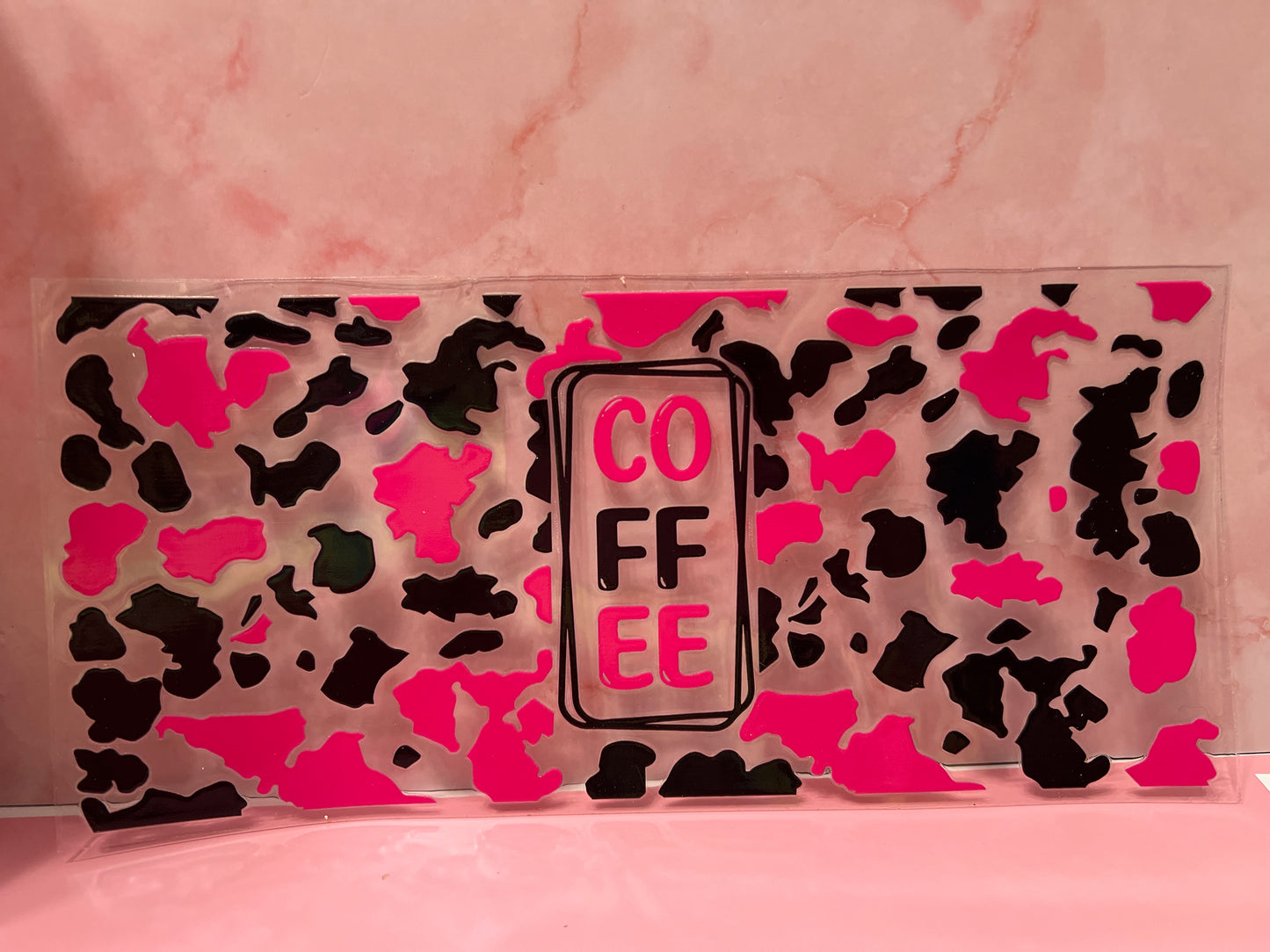 #410 coffee pink and black cow print