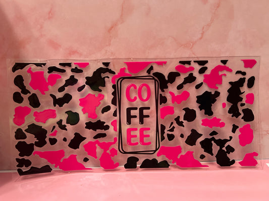 #410 coffee pink and black cow print