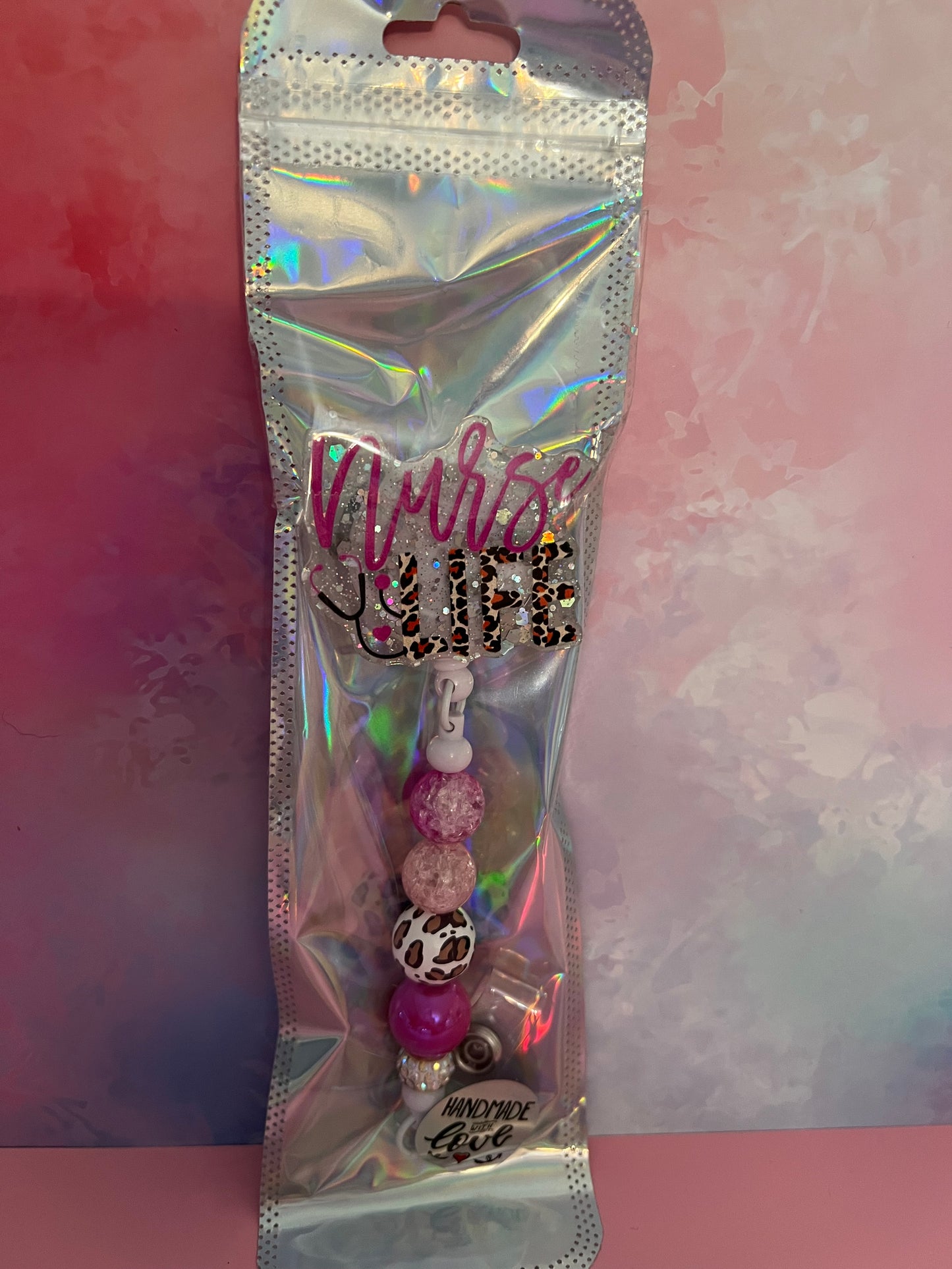 Handmade beaded Nurse badge reels