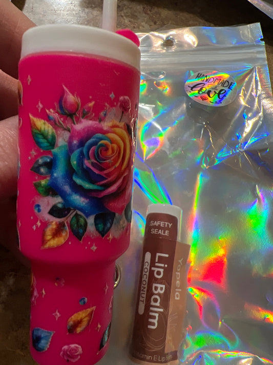 Flower on hot pink tumbler