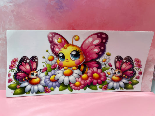 #122 bee with pink flowers