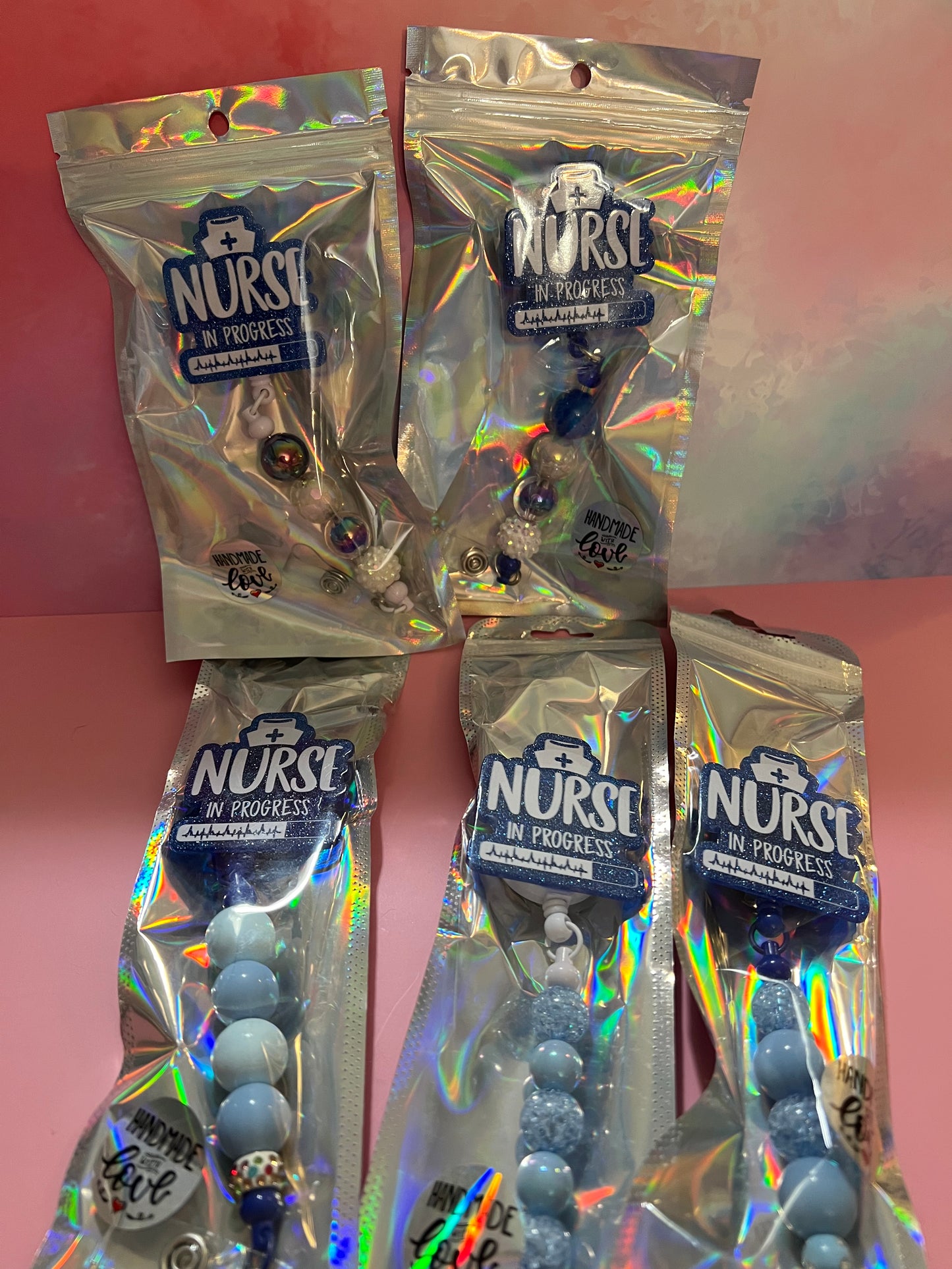 Handmade beaded Nurse badge reels