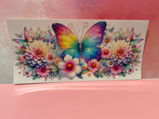 #094 Pastel butterfly and flowers