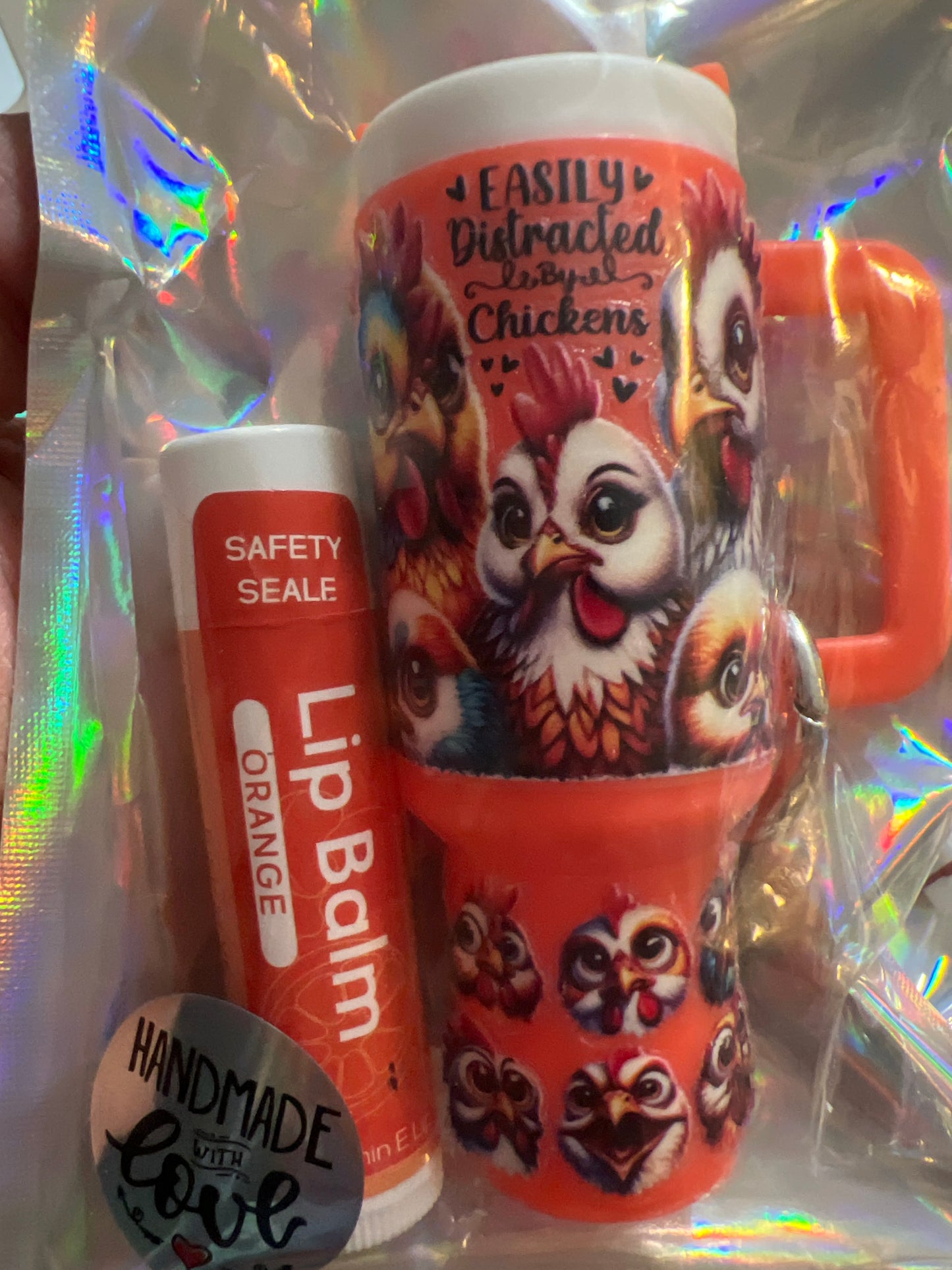 Easily distracted by chickens orange tumbler