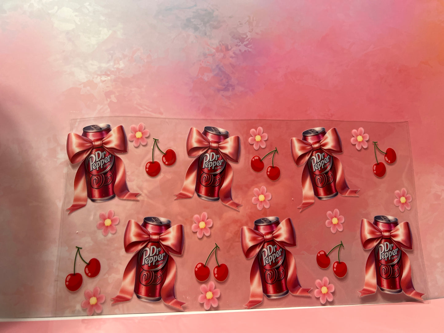 #722 Dr Pepper cherries bows