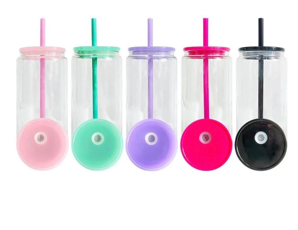 16 OZ Acrylic Snowglobe Cup with clear or colored lid