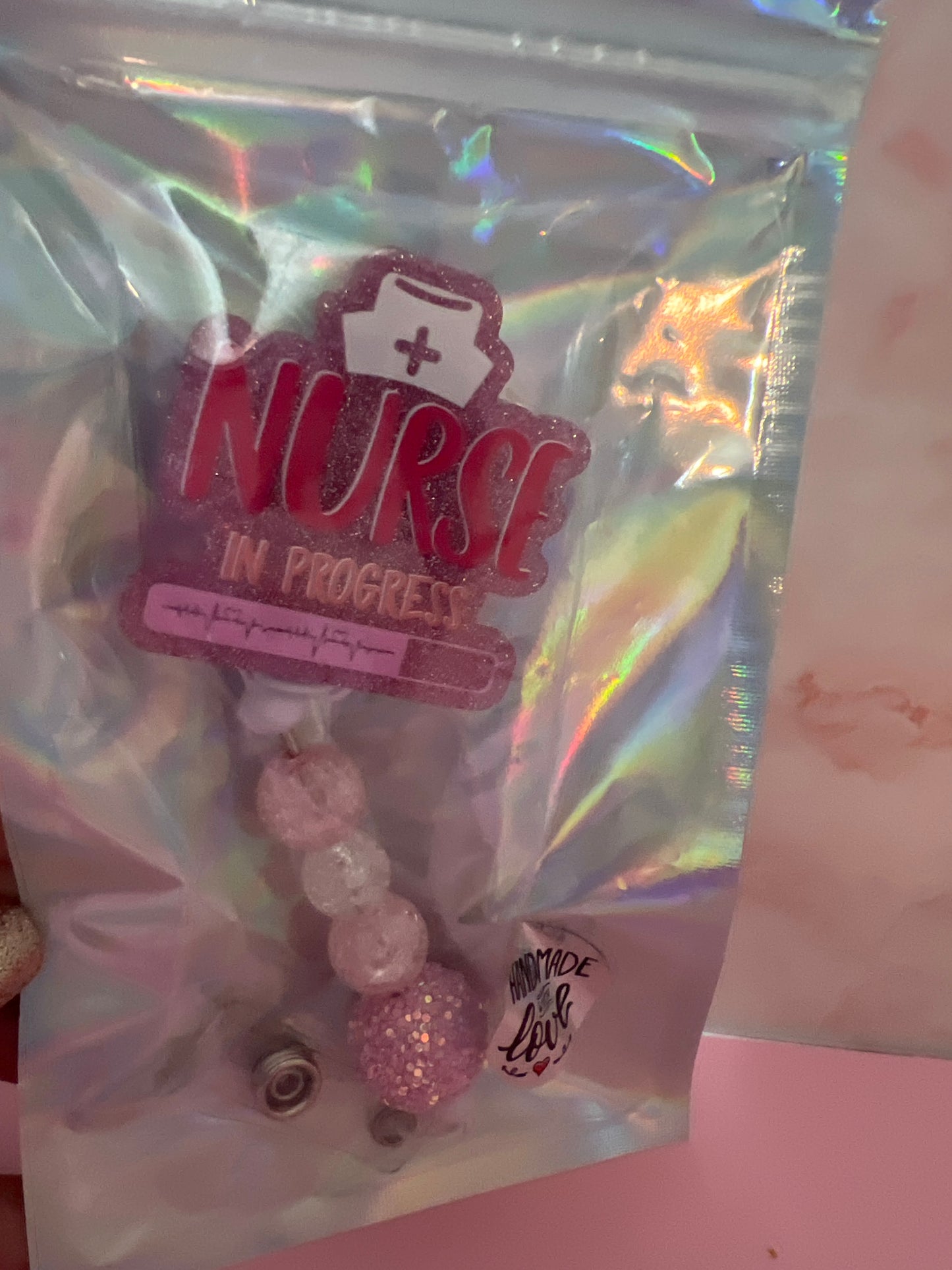 Handmade beaded Nurse badge reels
